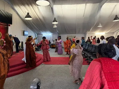 Community members dancing
