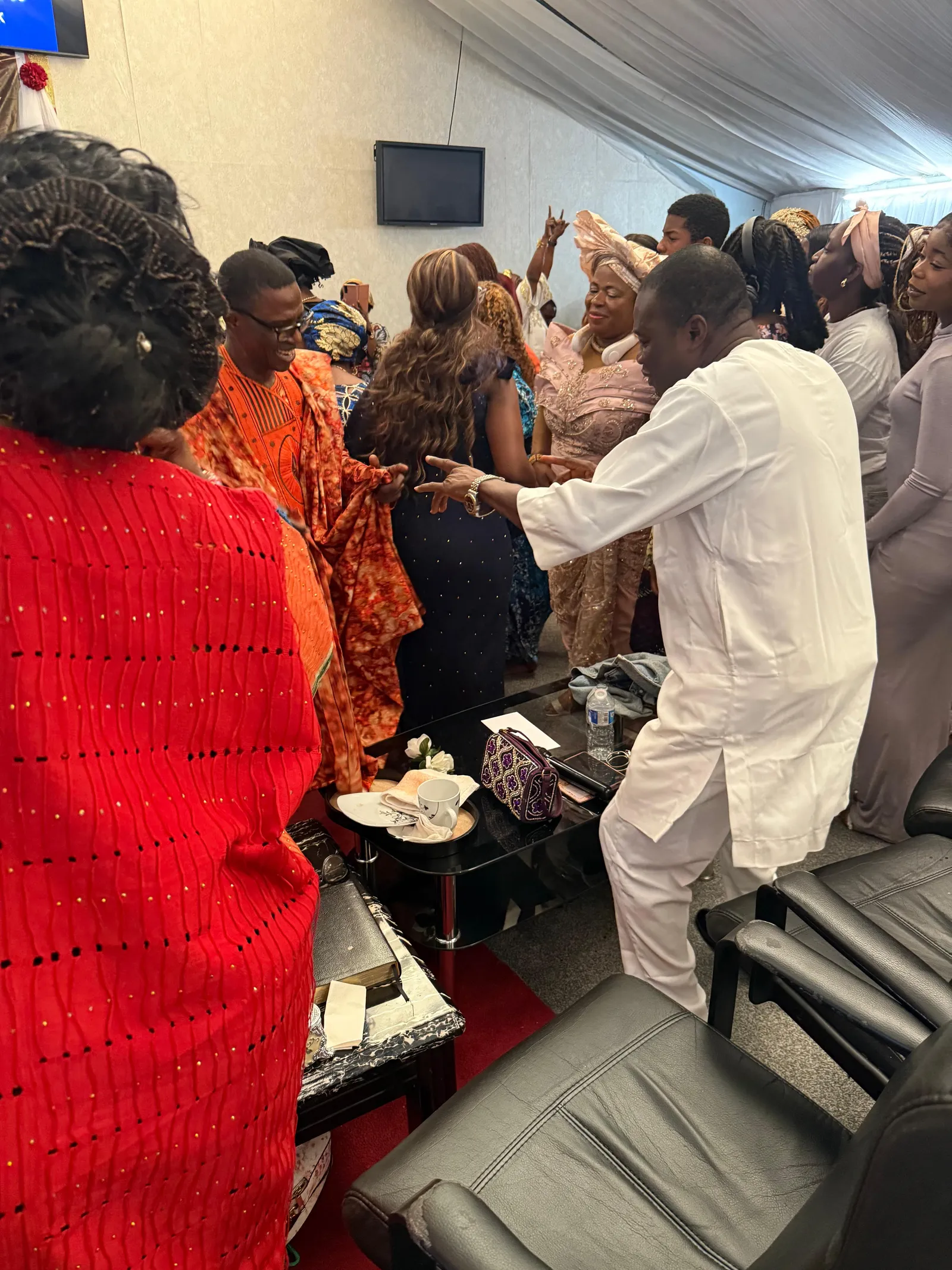 Community members dancing