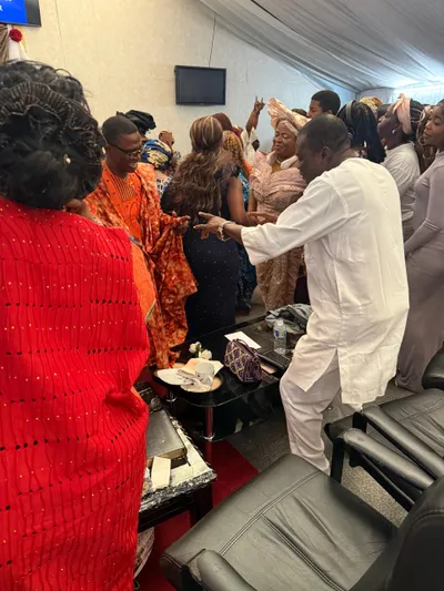 Community members dancing