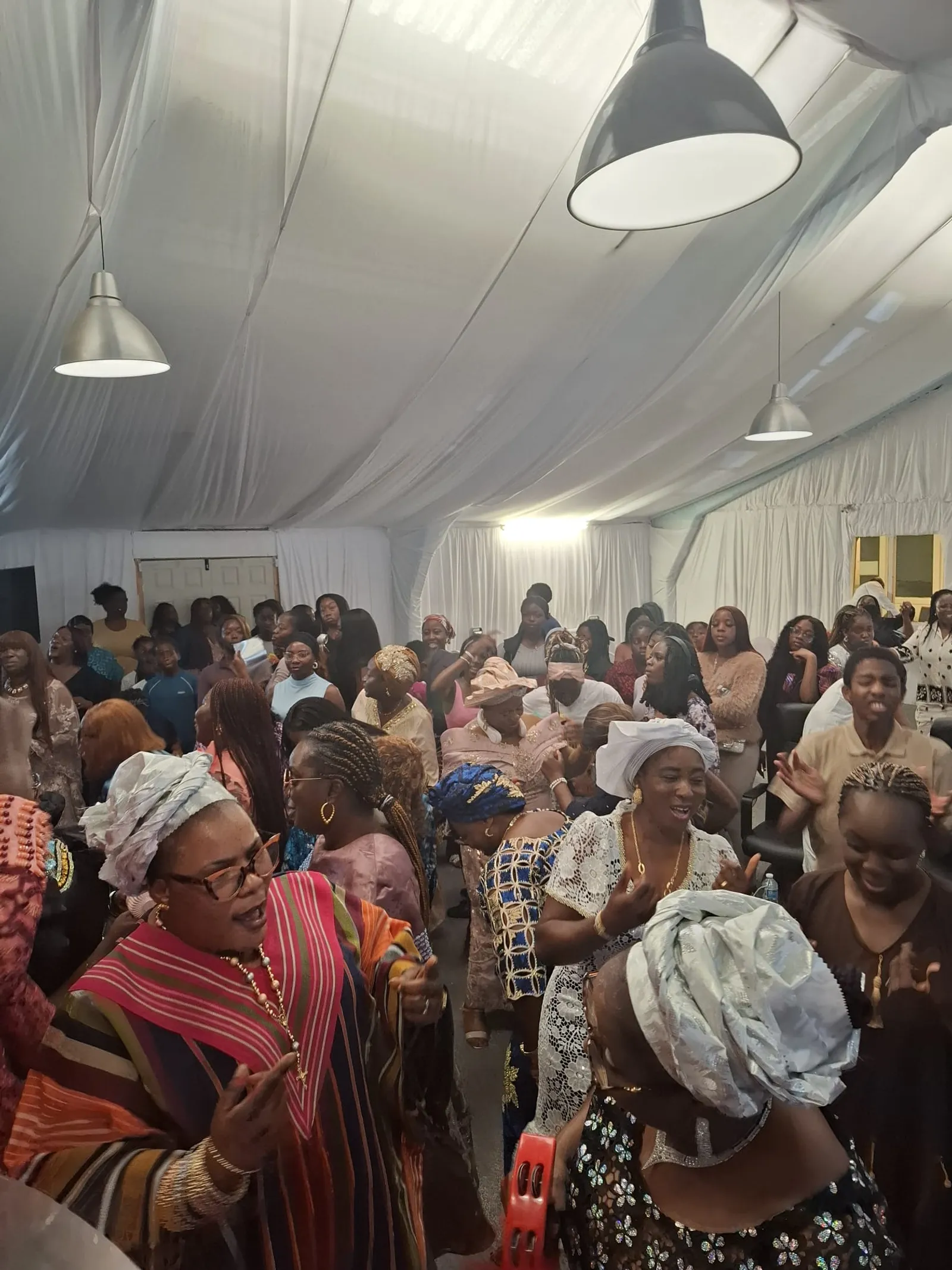 Community members dancing